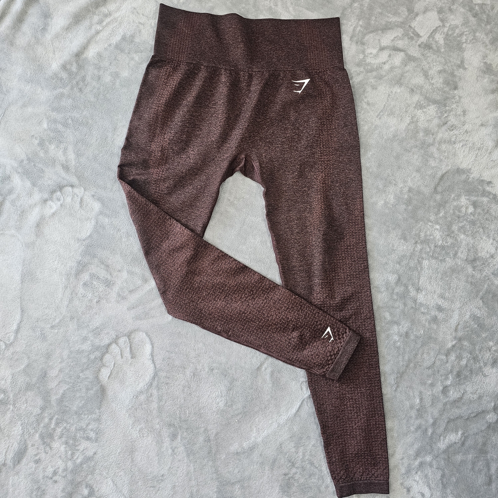 Gymshark Women's Seamless Leggings Crop Brown Black Space Dye‎ Size M